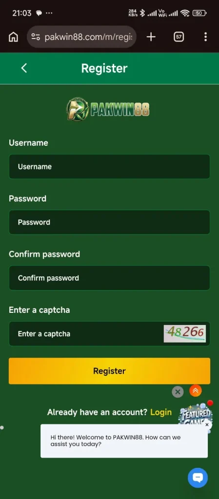 PAKWIN88 Register